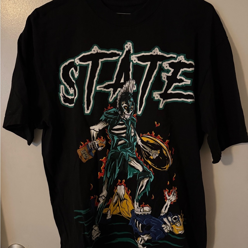 Michigan State University Black Graphic Tee with Bold Design